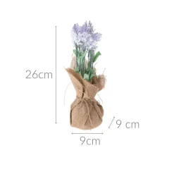 Sztuczne kwiaty w doniczce jutowej, 26 cm