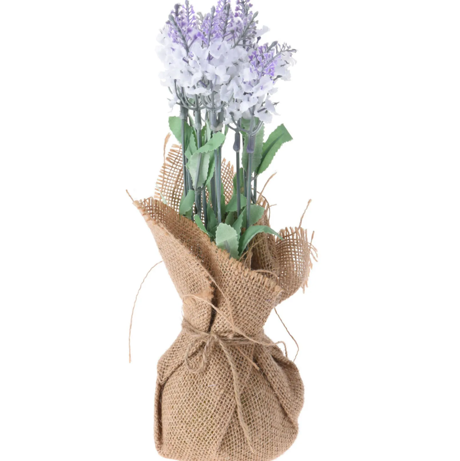 Sztuczne kwiaty w doniczce jutowej, 26 cm