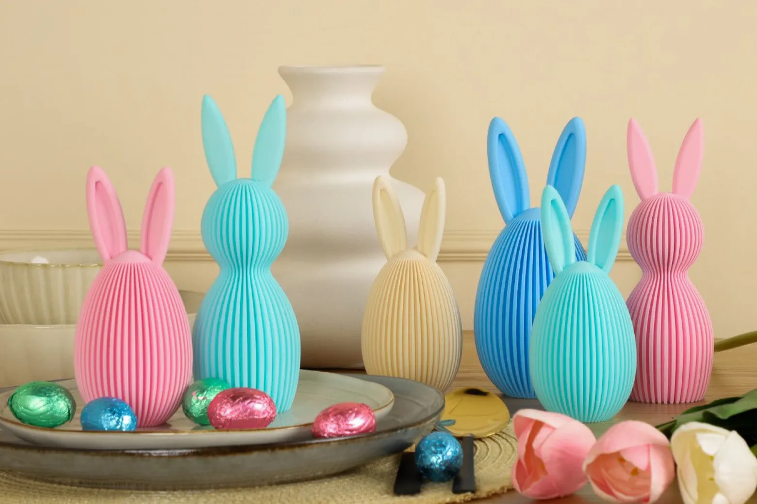 Sztuczny kwiat TULIPAN RÓŻOWY 48 cm wysokości z tworzywa