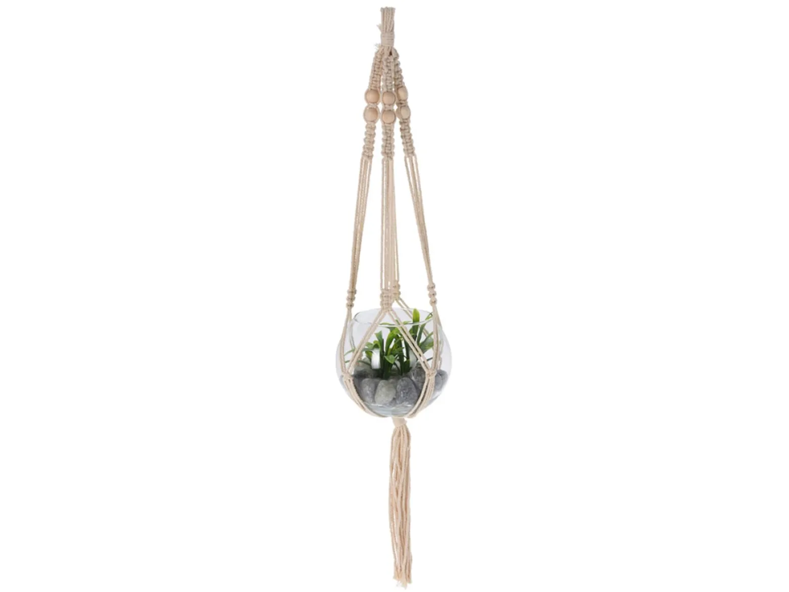 Sztuczny kwiat w doniczce z makramą 70 cm mix wzorów