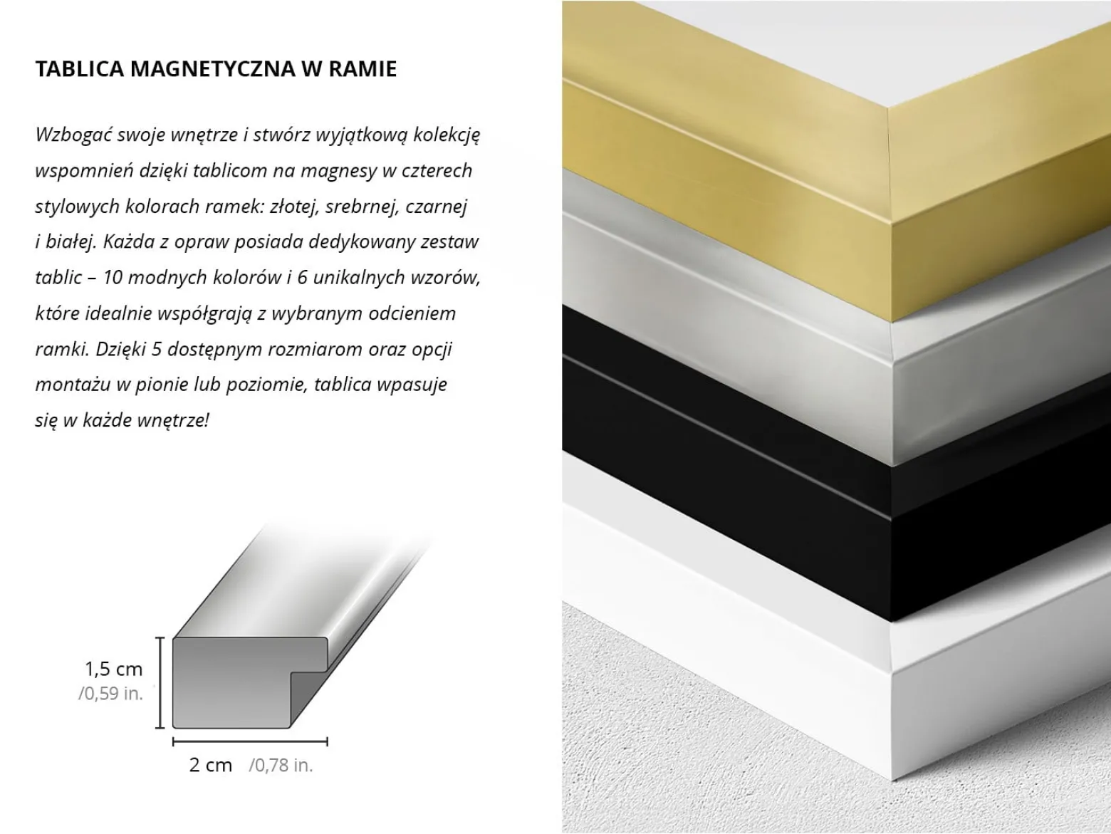 Tablica magnetyczna na ścianę, ciemny marmur, złota rama, 60x40, Tulup