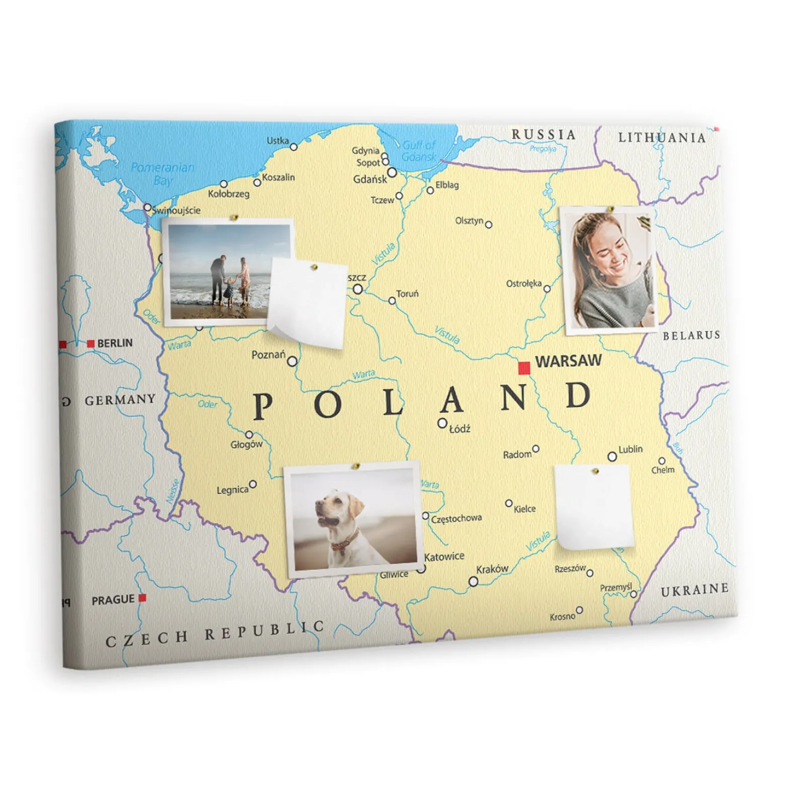Tablica korkowa z nadrukiem dekoracyjna + pinezki Polska