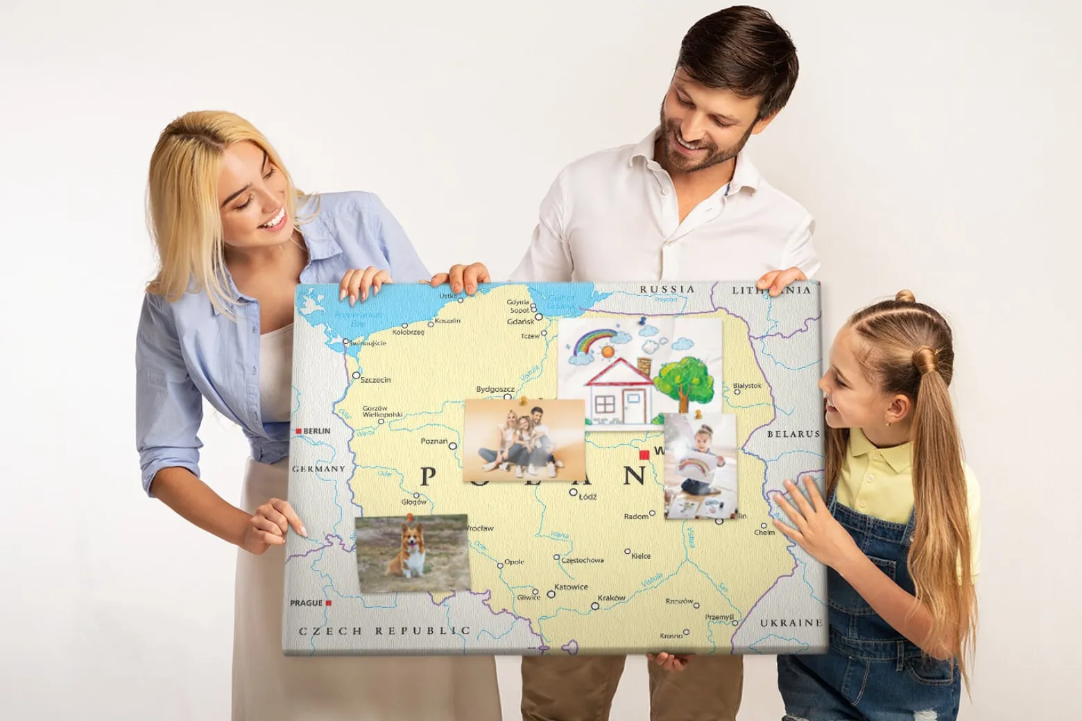 Tablica korkowa z nadrukiem dekoracyjna + pinezki Polska