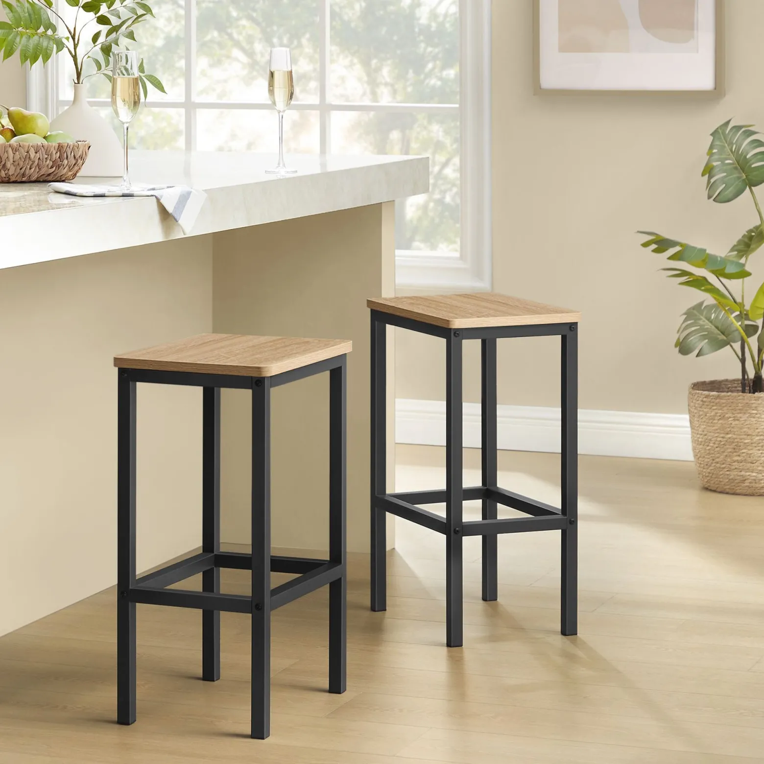 Taboret barowy OSKAR 2 szt. dąb sonoma do kuchni i jadalni styl loft