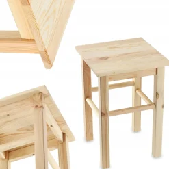 Taboret Drewniany Kuchenny Stołek Solidny 43,5 cm