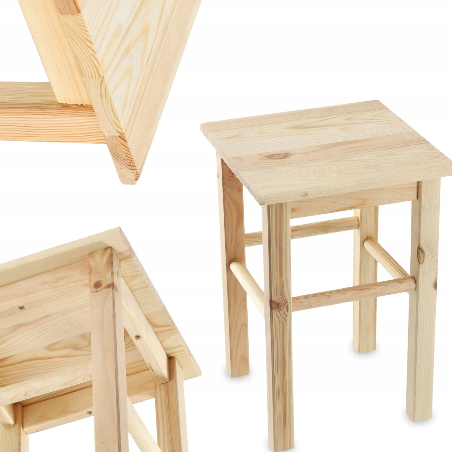 Taboret Drewniany Kuchenny Stołek Solidny 43,5 cm