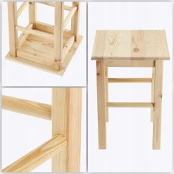 Taboret Drewniany Kuchenny Stołek Solidny 43,5 cm
