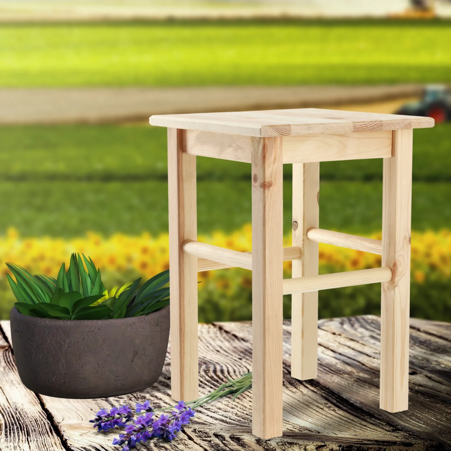 Taboret Drewniany Kuchenny Stołek Solidny 43,5 cm