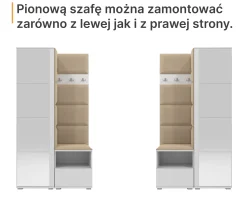 Tapicerowana garderoba Nela I z lustrem - kolor dąb artisan