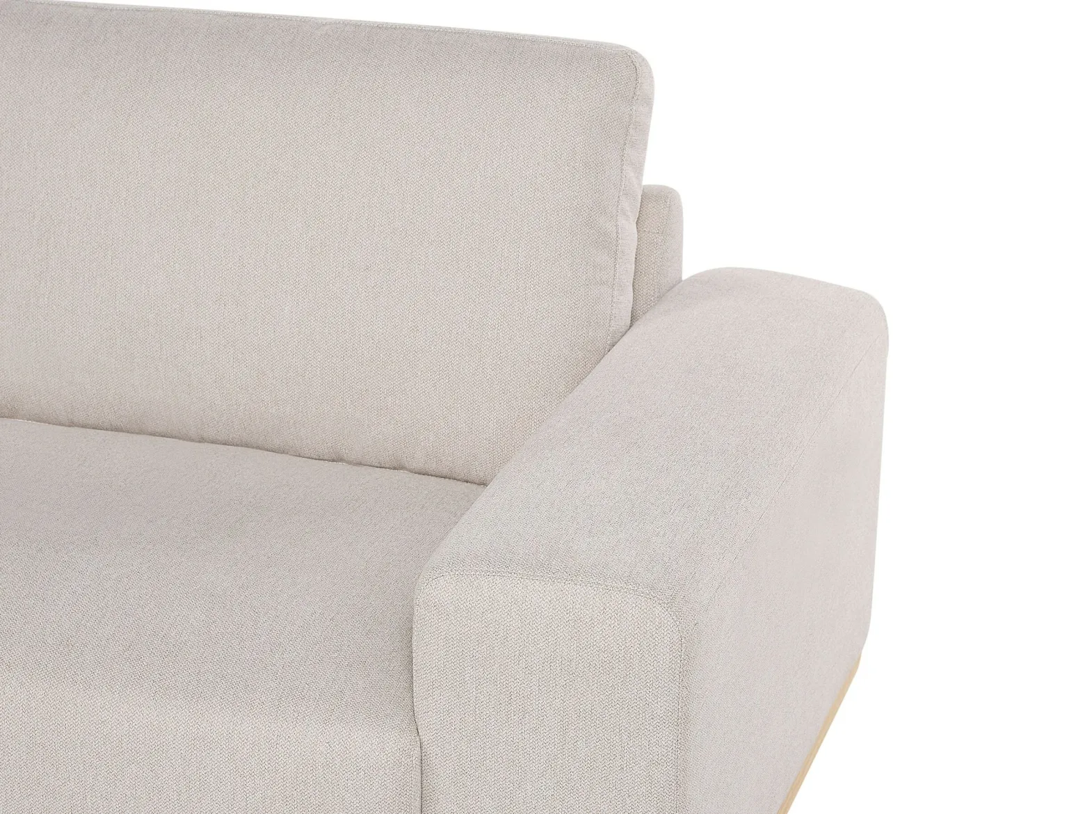 Tapicerowana sofa narożna z poduchami beżowa