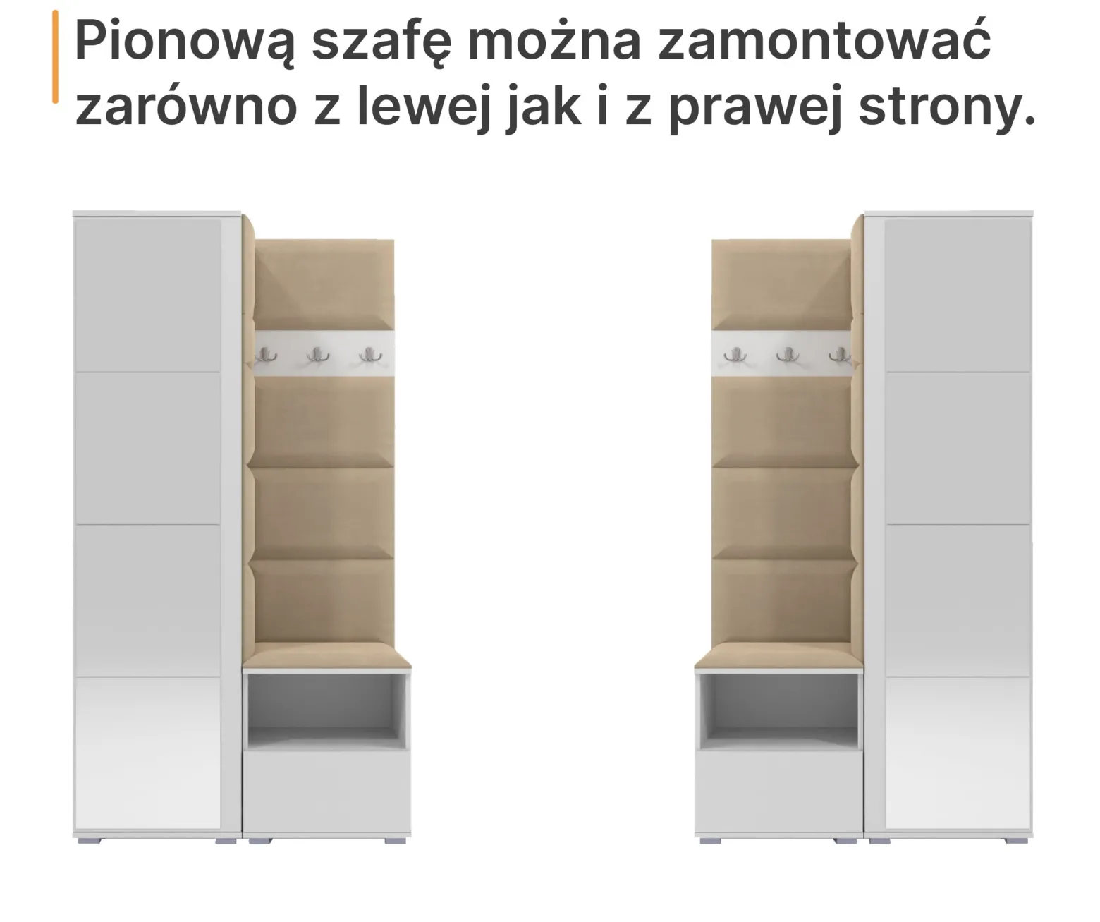 Tapicerowana garderoba Nela II z lustrem - kolor dąb artisan