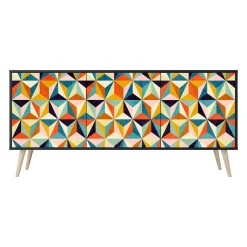 TESSELATE TREASURES Komoda 3 drzwi Czarna-Bukowa skośna