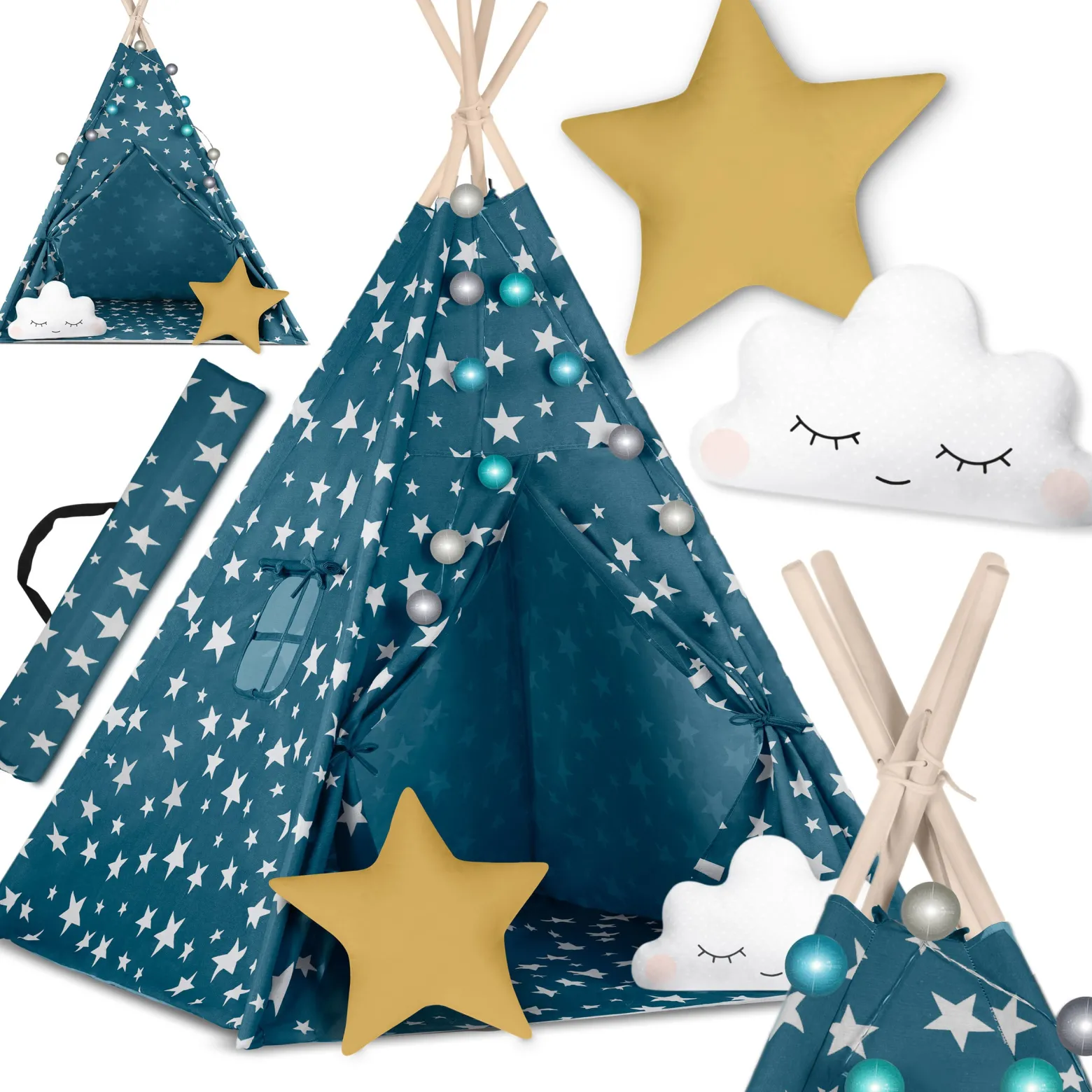 Tipi namiot dla dzieci teepee lampki pokrowiec Nukido