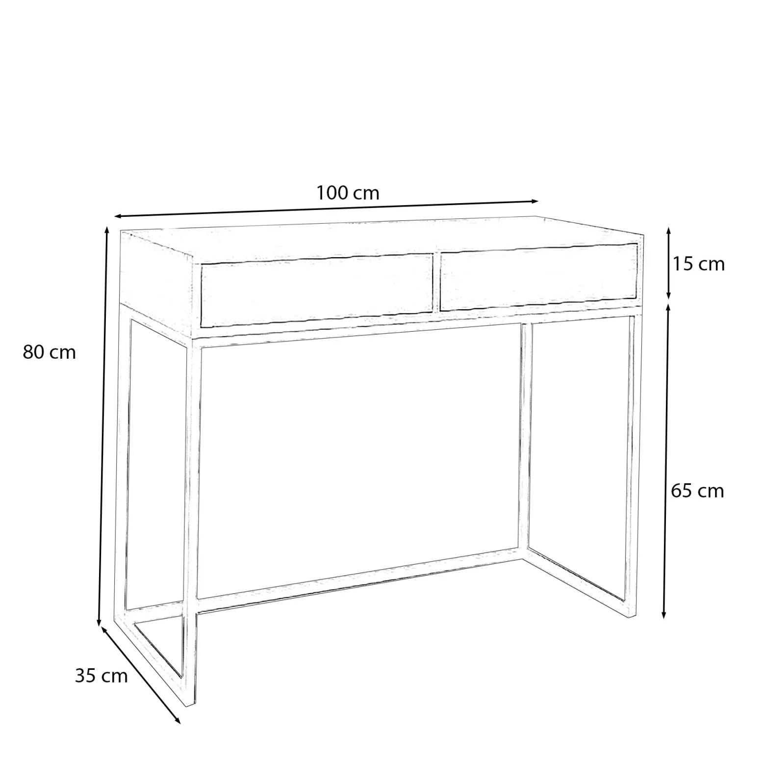 Toaletka CUBIC 100 chromowana z białym blatem - industrial design