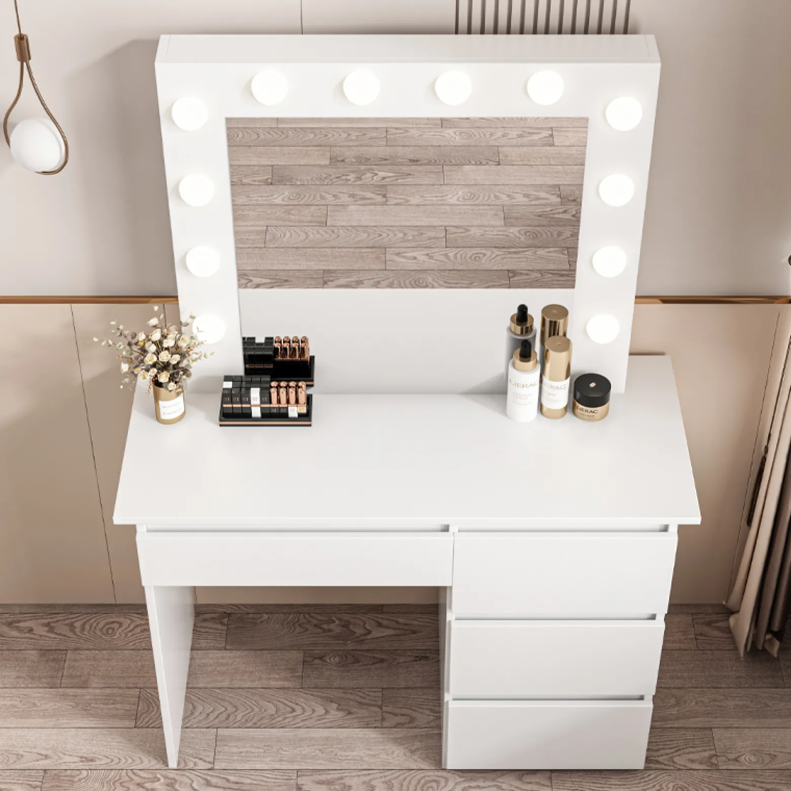 Toaletka do makijażu wizażu kosmetyczna z lustrem led 90 cm