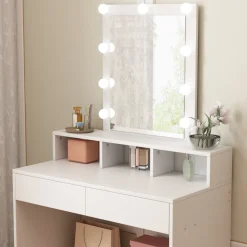 Toaletka loft do makijażu wizażu kosmetyczna z lustrem led nowoczesna 80 cm