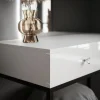 Toaletka QUINNIE czarny/biały połysk uchwyt lustro lewe