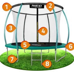 Trampolina ogrodowa z siatką wewnętrzną Neo-Sport 252cm 8ft