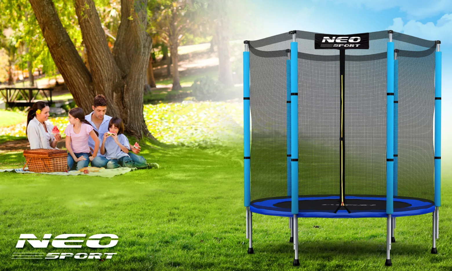 Trampolina ogrodowa z siatką zewn. Neo-Sport 140cm 4,5ft