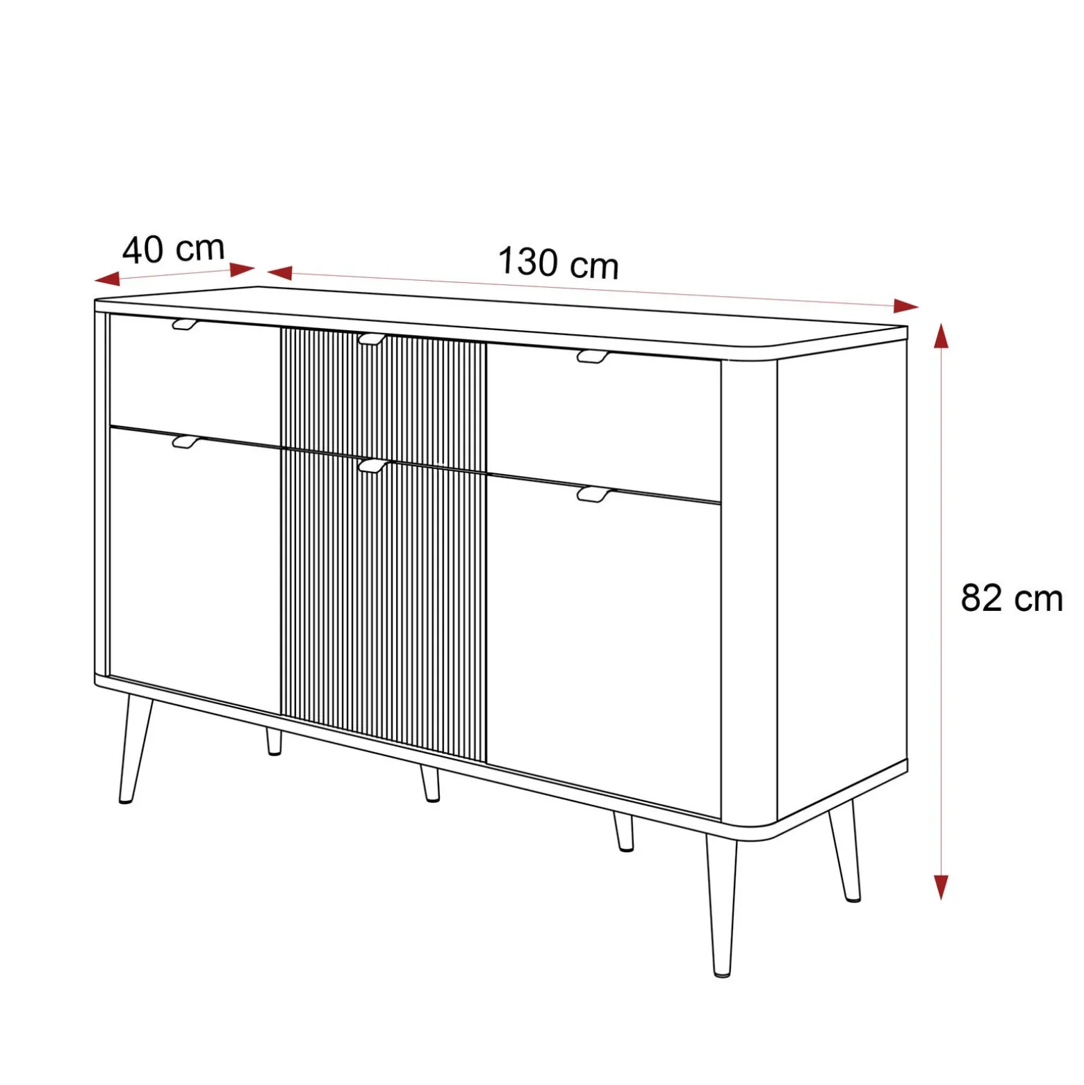 Trzydrzwiowa komoda z szufladami NAVANI 130 cm kaszmir/szary kamień