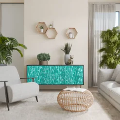 TURQUOISE RAIN Komoda 3 drzwi Czarna-Bukowa skośna