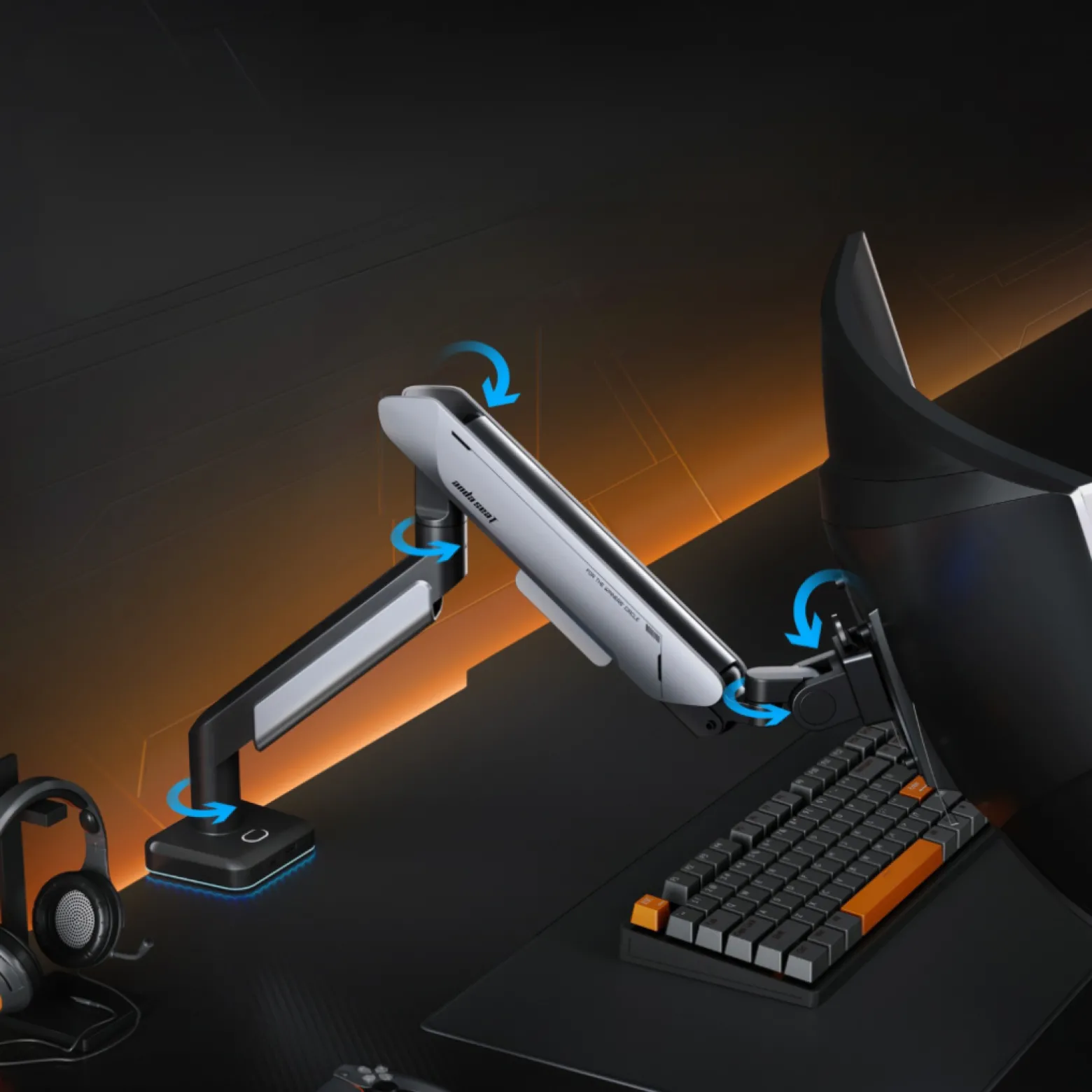Uchwyt do monitora Stealth II PRO RGB 17"- 42" biały