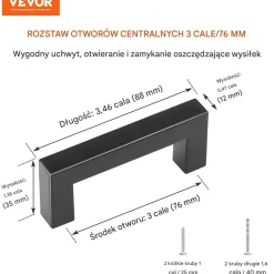 Uchwyty meblowe 30 szt 76 mm stal szczotkowana nowoczesne do szafek