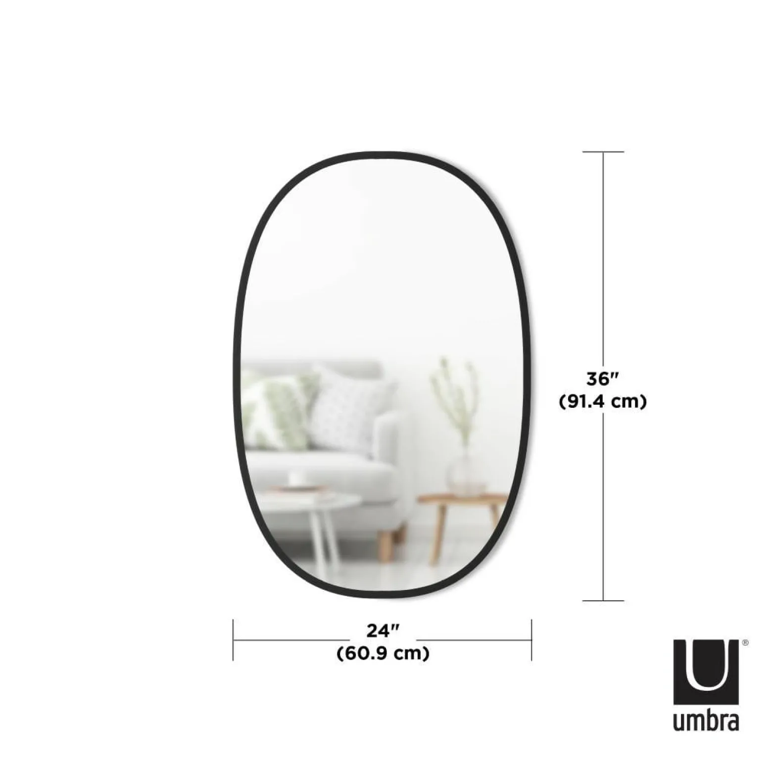 UMBRA lustro wiszące HUB 61 x 91 cm czarne