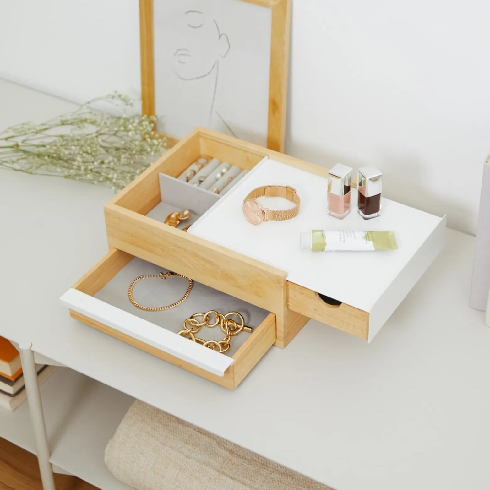 UMBRA pojemnik na biżuterię STOWIT -biały,natural