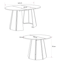 VERDA okrągły stół rozkładany 100-140cm kaszmirowy