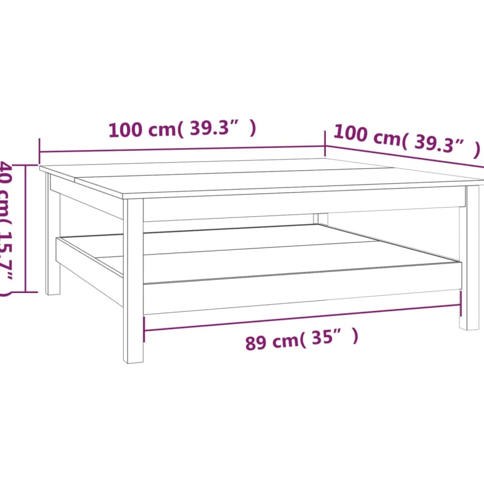 VidaXL Stolik kawowy 100x100x40 cm