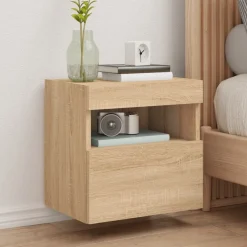 VidaXL Ścienna szafka TV z LED dąb sonoma