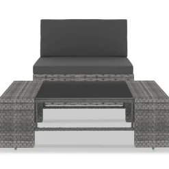 VidaXL 2-cz. zestaw wypoczynkowy do ogrodu, rattan PE, szary