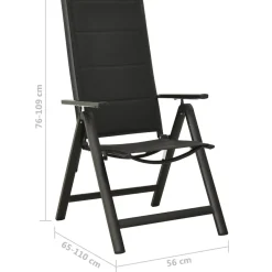 VidaXL Krzesło ogrodowe Czarny Aluminium