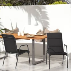 VidaXL Krzesło ogrodowe Czarny Stal