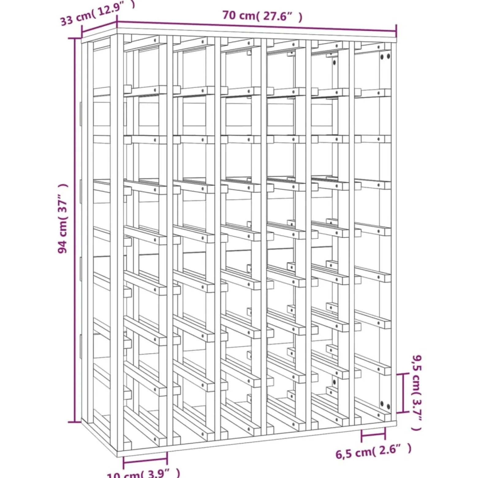 VidaXL Stojak na wino 70x33x94 cm