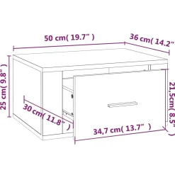 VidaXL Wisząca szafka nocna szarość betonu 50x36x25 cm