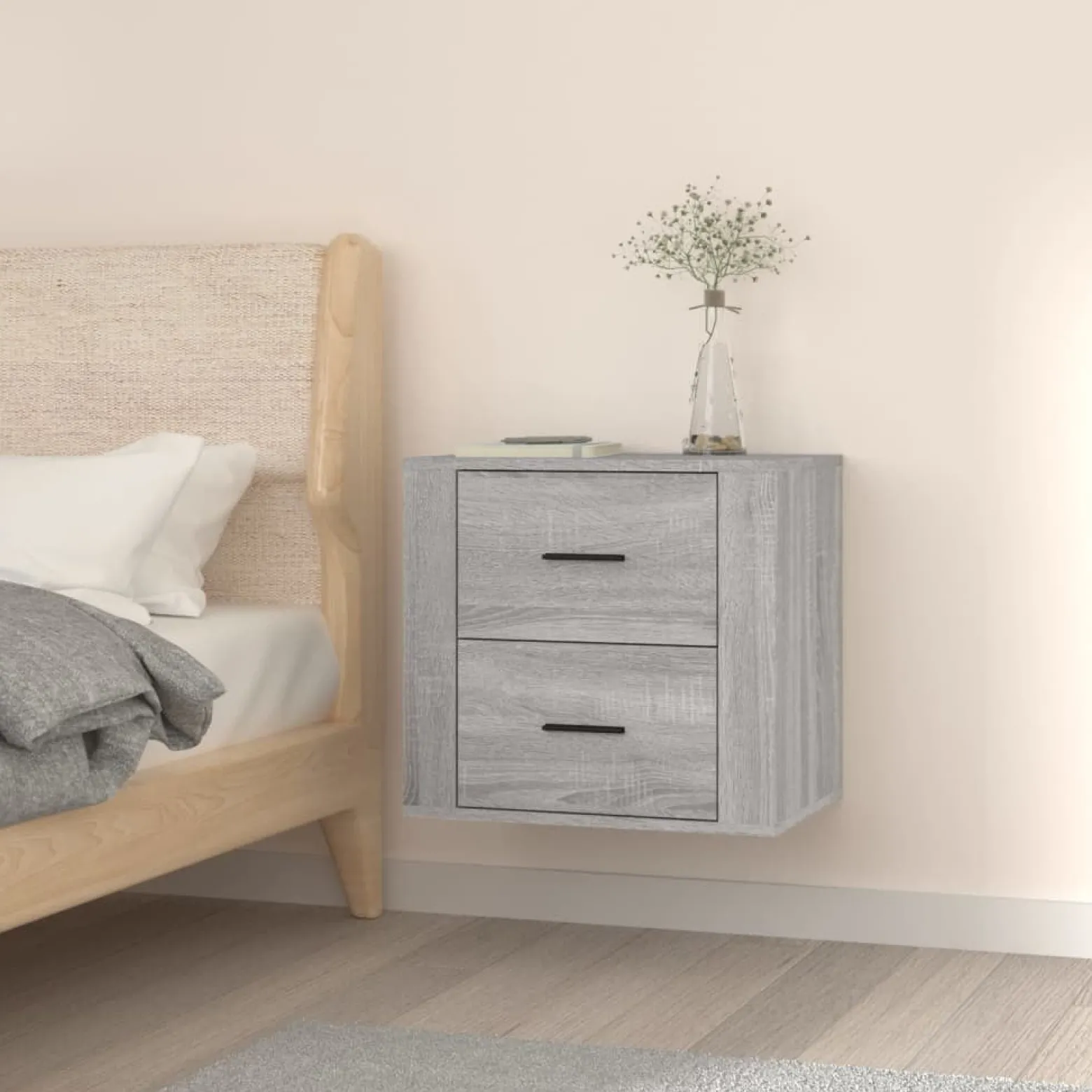 VidaXL wisząca szafka nocna Szary Materiał