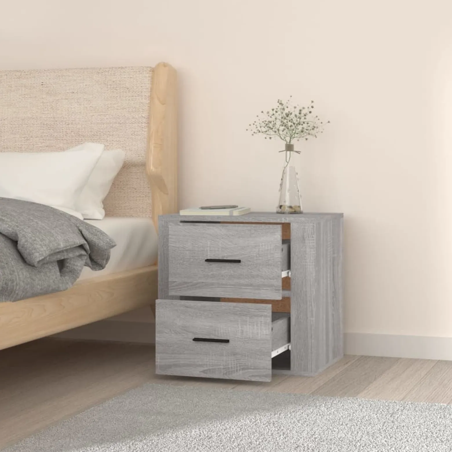 VidaXL wisząca szafka nocna Szary Materiał