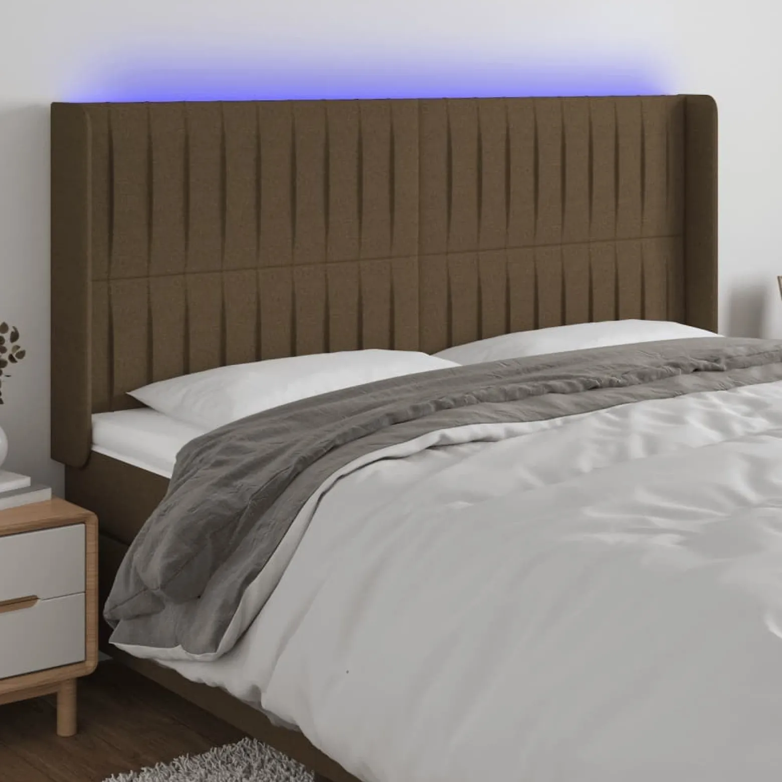 VidaXL Zagłówek do łóżka z LED ciemnobrązowy