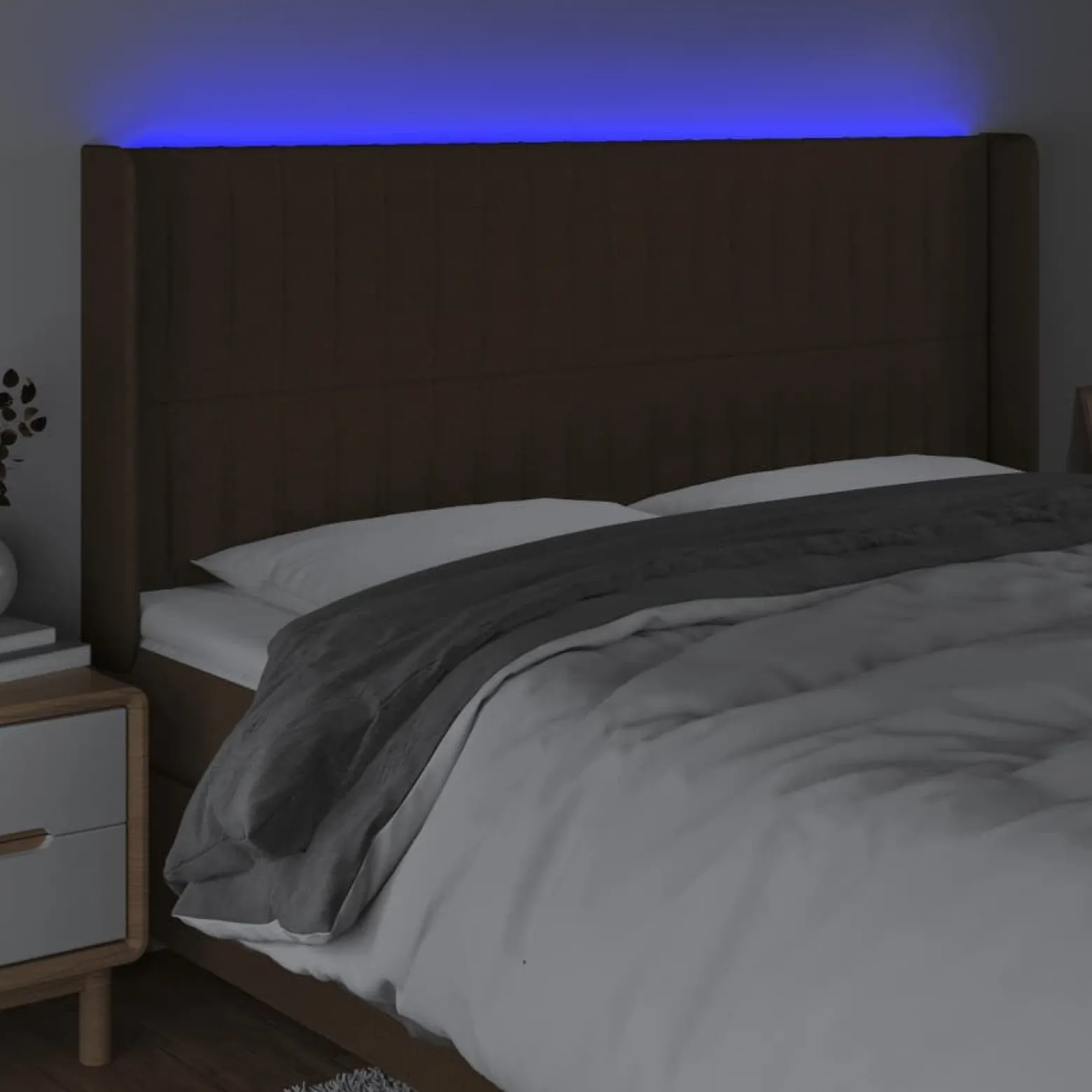 VidaXL Zagłówek do łóżka z LED ciemnobrązowy