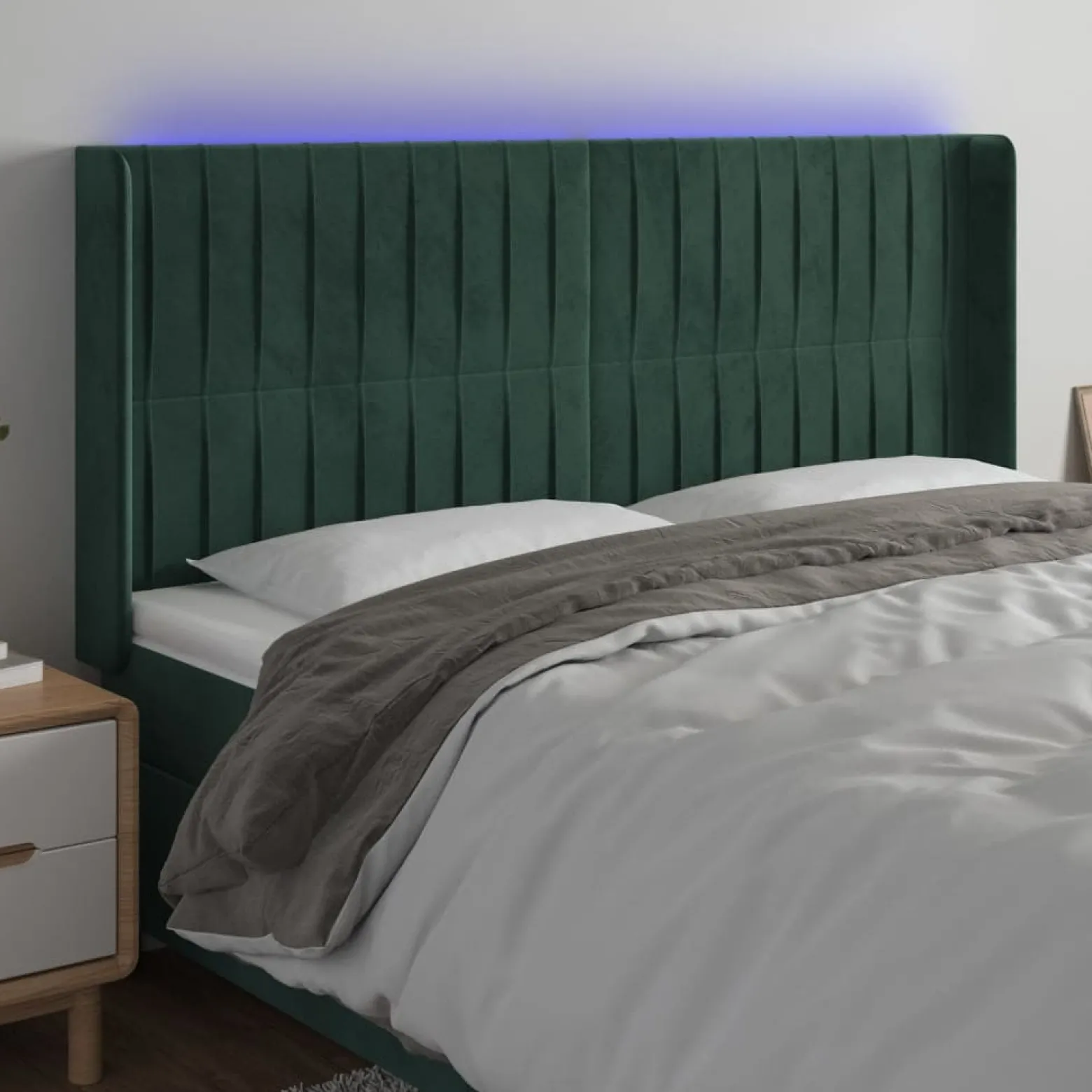 VidaXL Zagłówek do łóżka z LED ciemnozielony