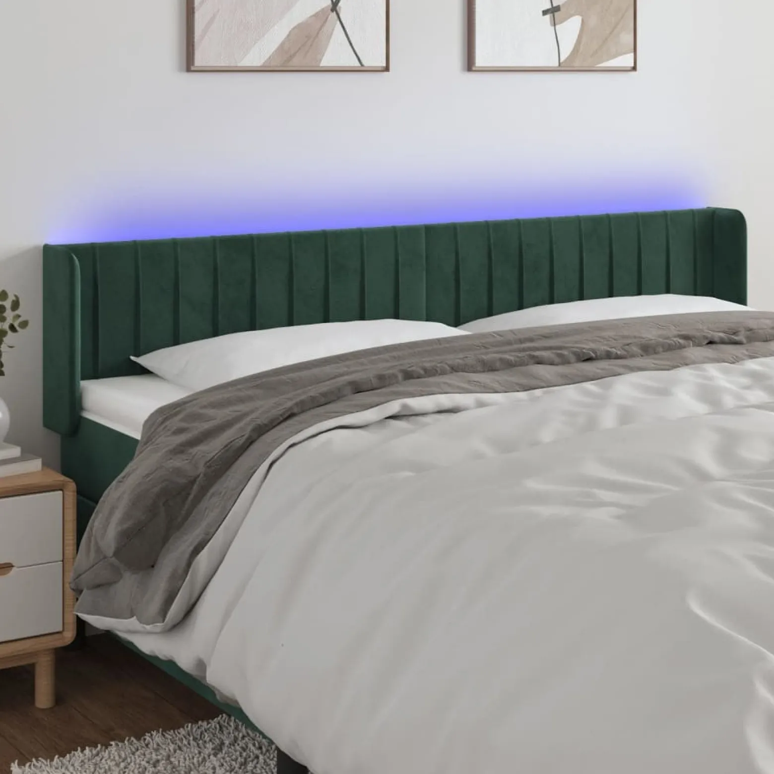 VidaXL Zagłówek do łóżka z LED ciemnozielony