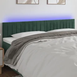 VidaXL Zagłówek do łóżka z LED ciemnozielony