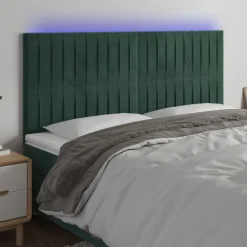 VidaXL Zagłówek do łóżka z LED ciemnozielony