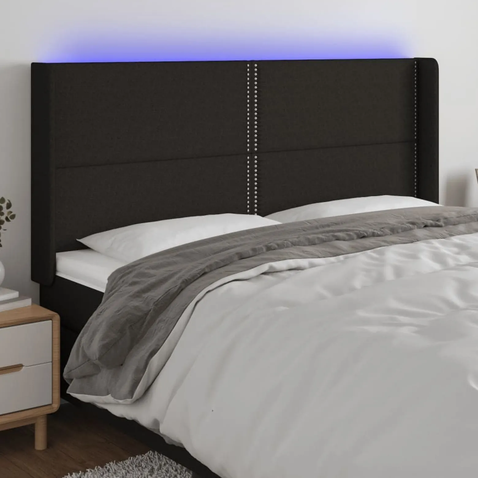 VidaXL Zagłówek do łóżka z LED czarny