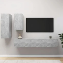 VidaXL Zestaw szafek TV Szary Materiał drewnopochodny