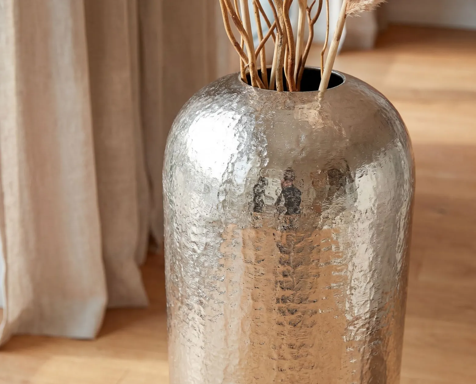 Wazon aluminiowy srebrny, wazon na kwiaty, wazon podłogowy, okrągły 60 cm