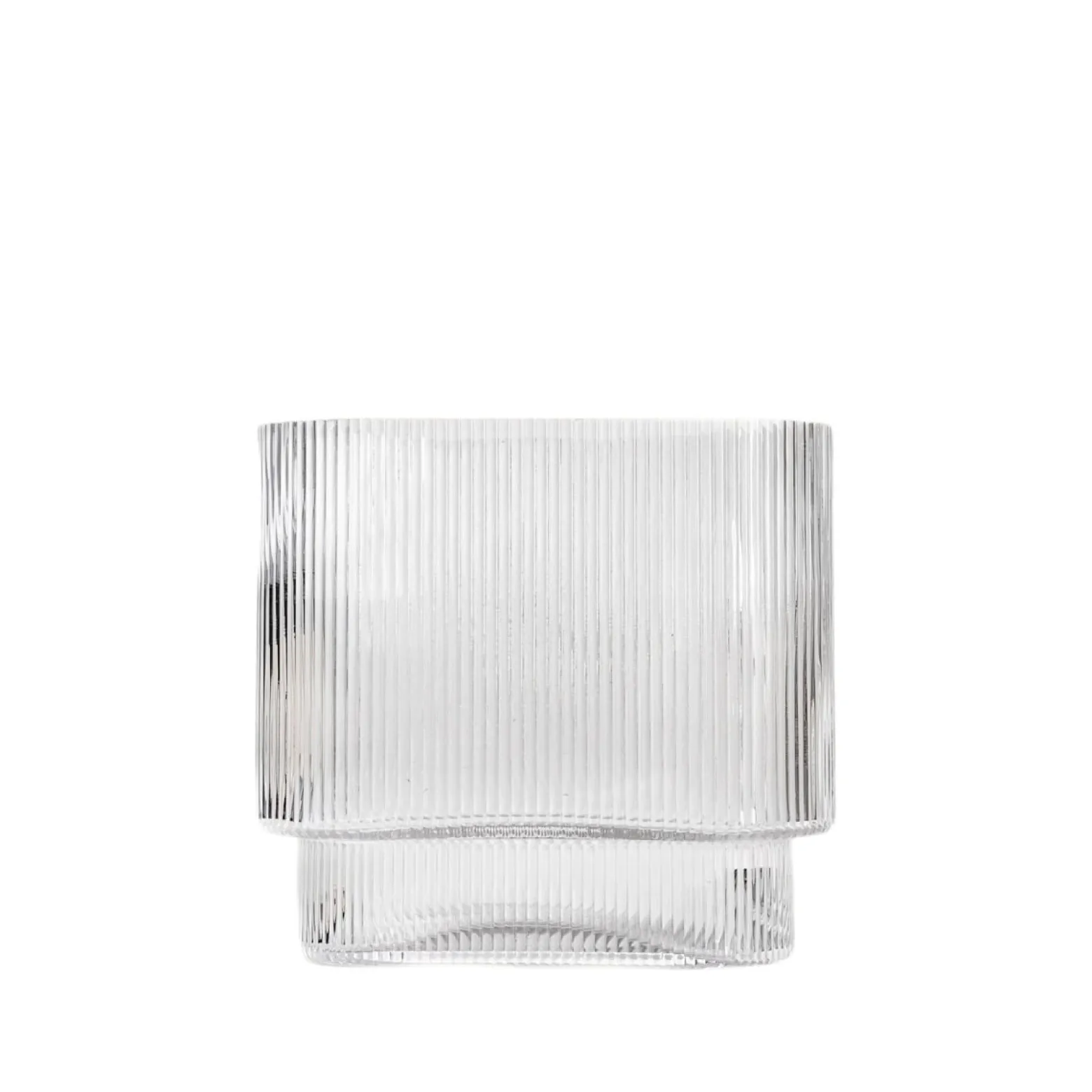 Wazon AMER szklany podłużny prążkowany transparentny 20x10x18,5 cm HOMLA