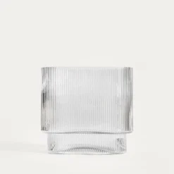 Wazon AMER szklany podłużny prążkowany transparentny 20x10x18,5 cm HOMLA